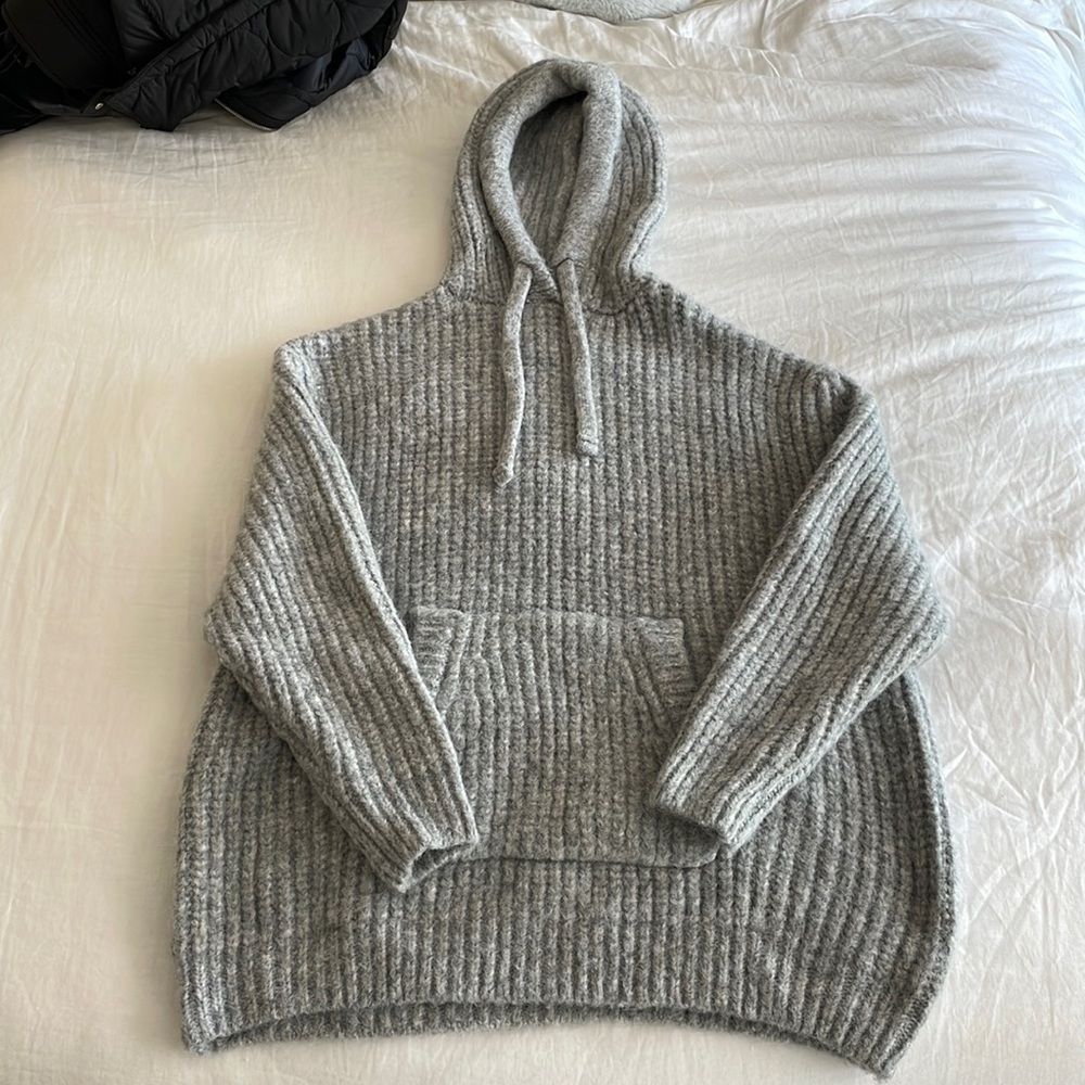 Zara Gray Knit Sweatshirt, Oversized
